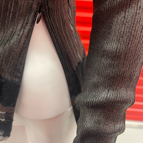 Salvatore Ferragamo Silver Ribbed Turtleneck Sweater - Picture 3 of 7